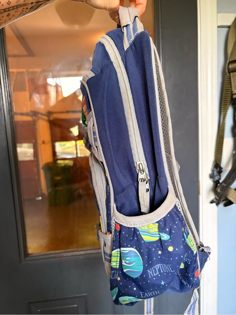 Pottery Barn Kids Navy Blue Space Backpack with Colorful Planets